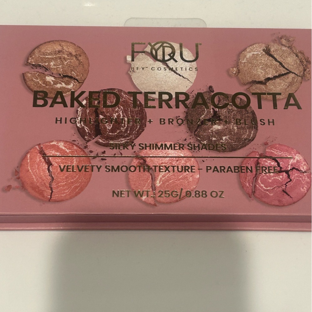 BFY Baked Terracotta Highlighter, Bronzer & Blush Palette - Shimmer Shades
